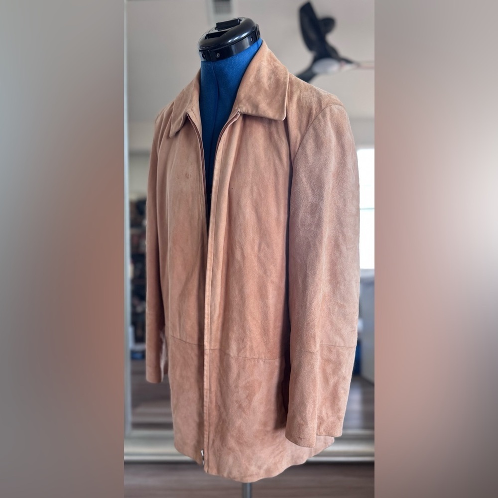Max Mara Leather Suede Zip Up Chore Blazer Jacket Women’s Size 8 *Flaws - Picture 3 of 15